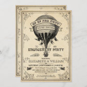Invitation de la partie de l'engagement vintage à  (Devant / Derrière)
