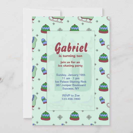 Invitation de la partie de patinage sur glace (Devant)