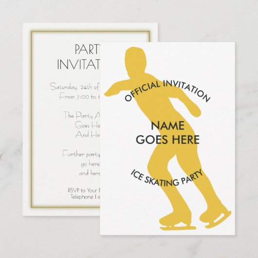 Invitation de la partie de patinage sur glace sur (Devant / Derrière)