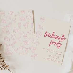 Invitation de la partie de plage rose de Bachelore