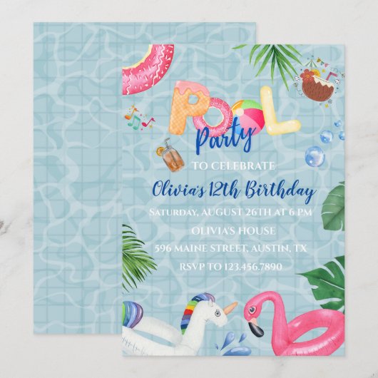 Invitation de la partie de pool (Devant / Derrière)