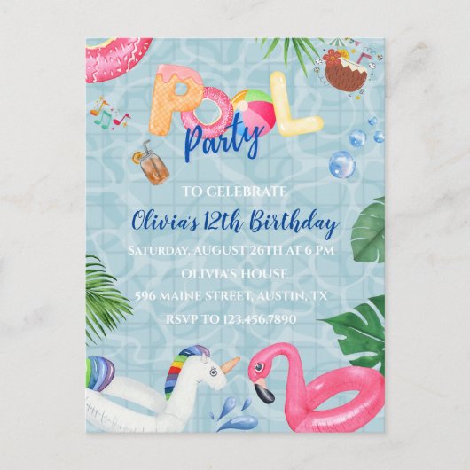 Invitation de la partie de pool (Devant)