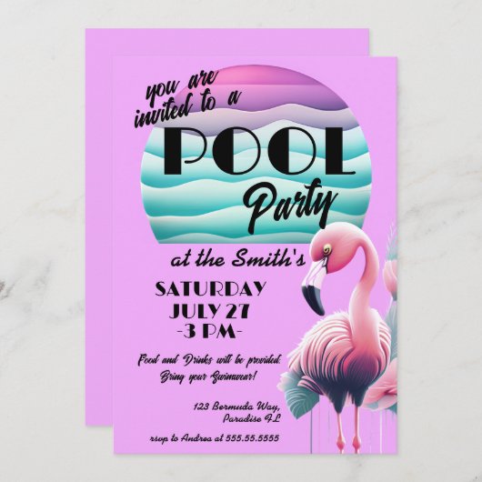 Invitation de la partie de pool (Devant / Derrière)