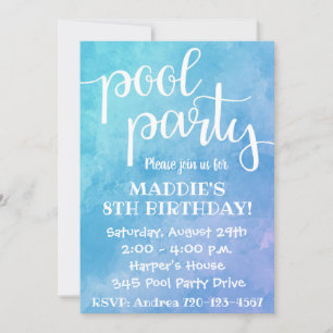 Invitation de la partie de pool   Pool Party Anniv