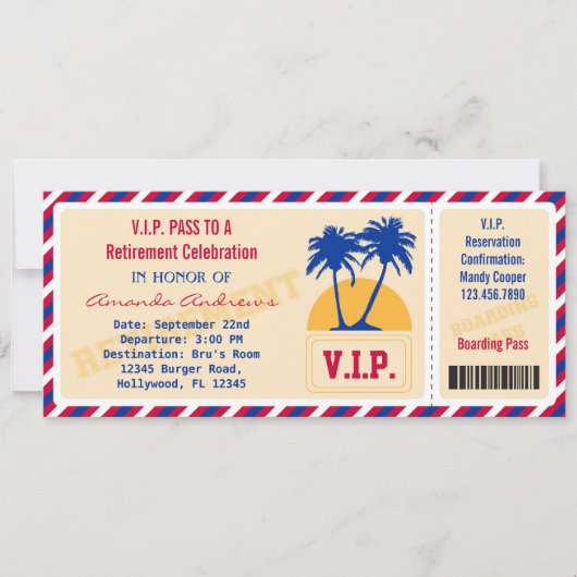 Invitation de la partie de retrait de billets VIP (Devant)
