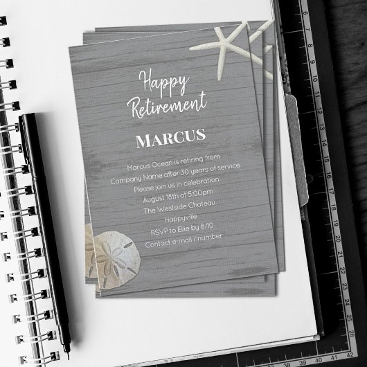 Invitation de la partie de retraite Beach Shells