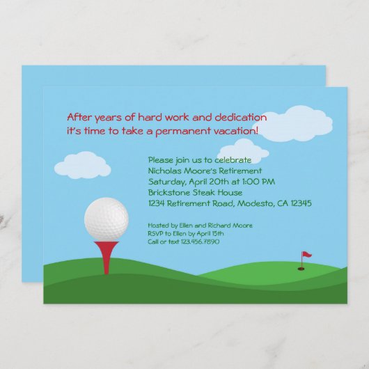 Invitation de la partie de retraite de golf (Devant / Derrière)