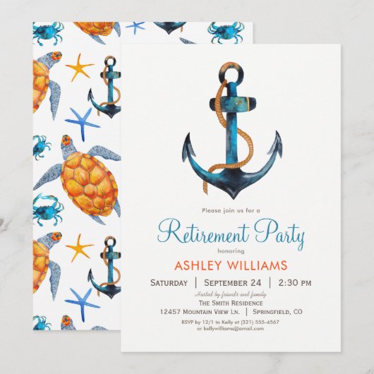 Invitation de la partie de retraite de l'Ancre nau (Devant / Derrière)