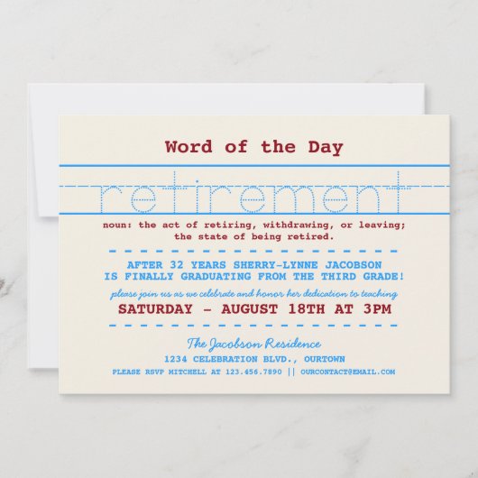 Invitation de la partie de retraite de l'enseignan (Devant)