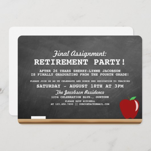 Invitation de la partie de retraite de l'enseignan (Devant / Derrière)