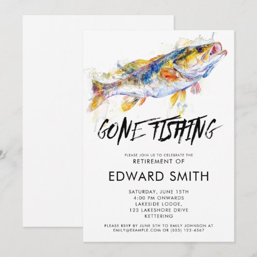 Invitation de la partie de retraite de pêche (Devant / Derrière)