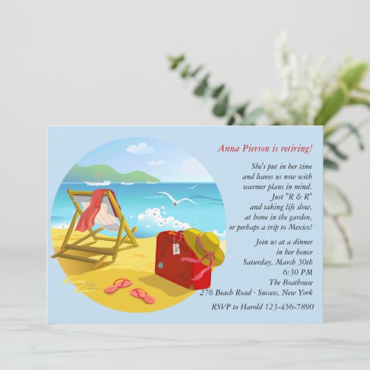 Invitation de la partie de retraite de plage (Debout devant)