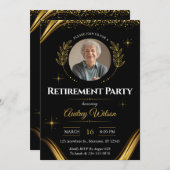 Invitation de la partie de retraite Elegant Black  (Devant / Derrière)