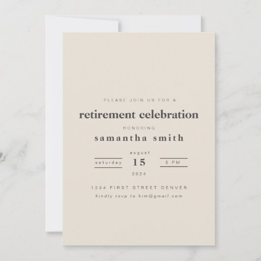 Invitation de la partie de retraite moderne simple (Devant)