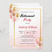 Invitation de la partie de retraite Or rose modern (Devant / Derrière)