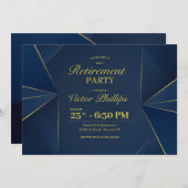 Invitation de la partie de retraite polygonale ble (Devant / Derrière)