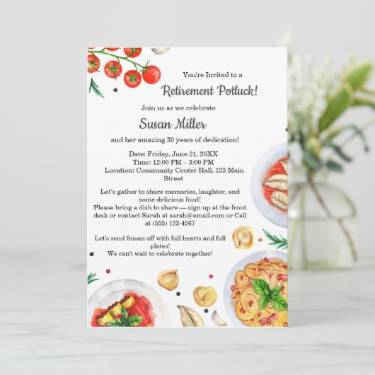 Invitation de la partie de retraite Potluck (Debout devant)