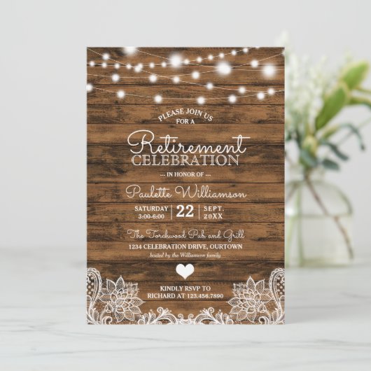 Invitation de la partie de retraite Rustic String  (Debout devant)