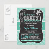 Invitation de la partie de retraite sur Aqua Motif (Devant / Derrière)