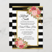 Invitation de la partie de tronc noir blanc rayé r (Devant / Derrière)