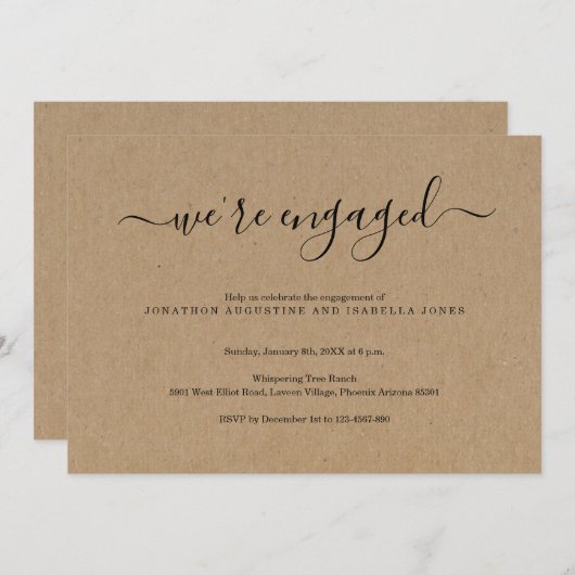 Invitation de la partie d'engagement (Devant / Derrière)