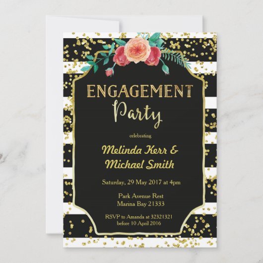Invitation de la partie d'engagement Black & White (Devant)