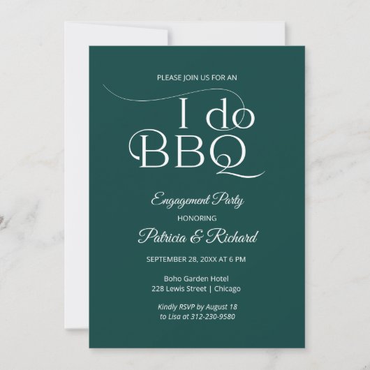 Invitation de la partie d'engagement Chic I DO BBQ (Devant)