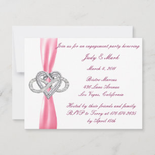 Invitation de la partie d'engagement de coeur rose