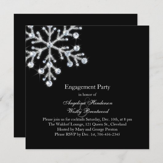 Invitation de la partie d'engagement de flocon de (Devant / Derrière)