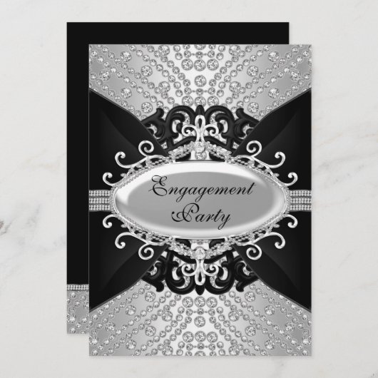 Invitation de la partie d'engagement Diamond Black (Devant / Derrière)
