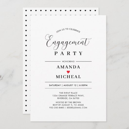 Invitation de la partie d'engagement en typographi (Devant / Derrière)