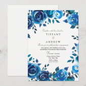 Invitation de la partie d'engagement Floral Blue d (Devant / Derrière)