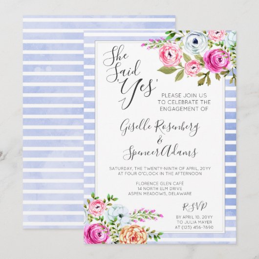 Invitation de la partie d'engagement Floral Modern (Devant / Derrière)