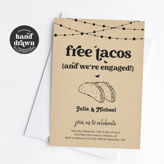 Invitation de la partie d'engagement gratuit Taco 
