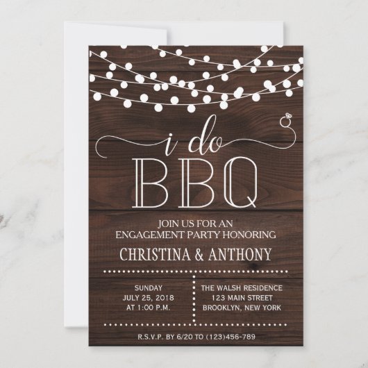 Invitation de la partie d'engagement I Do BBQ (Devant)
