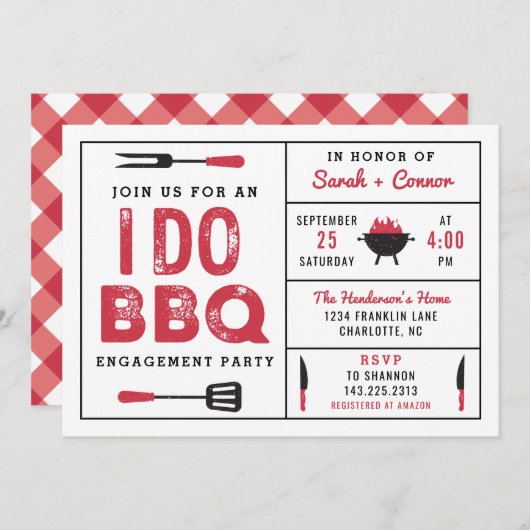 Invitation de la partie d'engagement I Do BBQ (Devant / Derrière)
