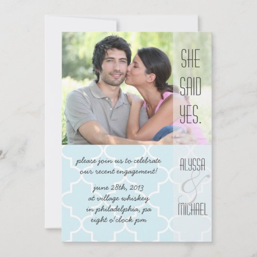 Invitation de la partie d'engagement Light Blue Qu (Devant)