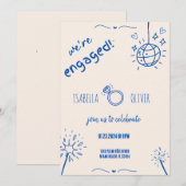 Invitation de la partie d'engagement moderne Blue  (Devant / Derrière)