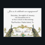 Invitation de la partie d'engagement Peacock & Gol<br><div class="desc">Beau paon avec rouleaux dorés et filigree. Très agréable pour les cadeaux, cartes, invitations de mariage, etc. Vous pouvez personnaliser cet invitation fiançailles et le faire pour n'importe quel type de fête ou de salutation. D'autres cadeaux et cartes avec ce design similaire peuvent être trouvés dans mes autres magasins. Si...</div>