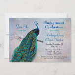 Invitation de la partie d'engagement Peacock Vinta<br><div class="desc">Une élégante invitation de fiançailles avec un paon vintage dans des teintes somptueuses sur un arrière - plan peint.</div>