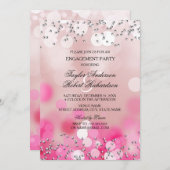 Invitation de la partie d'engagement Pink Sparkle  (Devant / Derrière)