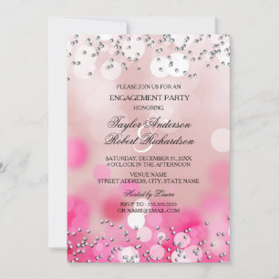 Invitation de la partie d'engagement Pink Sparkle 