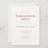 Invitation de la partie d'engagement rose Retro Du (Devant)