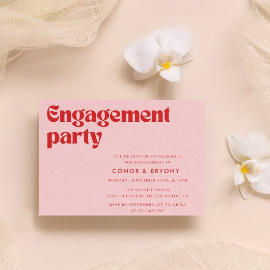 Invitation de la partie d'engagement rouge rose