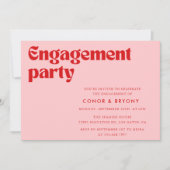 Invitation de la partie d'engagement rouge rose (Devant)