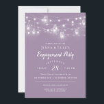 Invitation de la partie d'engagement Rustic String<br><div class="desc">Invitations de mariage personnalisées et abordables avec un modèle facile à utiliser pour la personnalisation. Ce design rustique chic présente des brins de lumières à cordes brillantes et des jarres de maçon sur un arrière - plan pourpre poussiéreux. Personnalisez l'invitation avec les détails de votre partie de fiançailles ou customisez...</div>