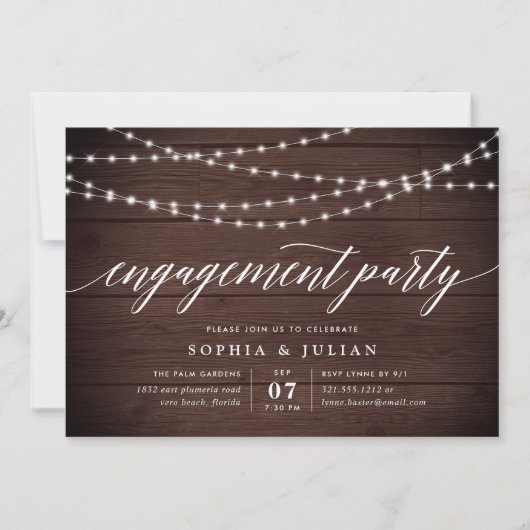 Invitation de la partie d'engagement Rustic String (Devant)
