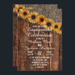 Invitation de la partie d'engagement Rustic Wood &<br><div class="desc">Rustic Wood & Burlap Sunflower Country Farmhouse Chic Mariage Engagement invitation ~ Consultez ma boutique pour voir la suite de mariage entière pour ce design!</div>