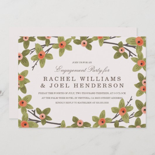 Invitation de la partie d'engagement Spring Buds (Devant / Derrière)