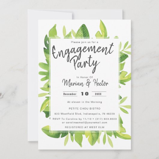 Invitation de la partie d'engagement tropicale de  (Devant)